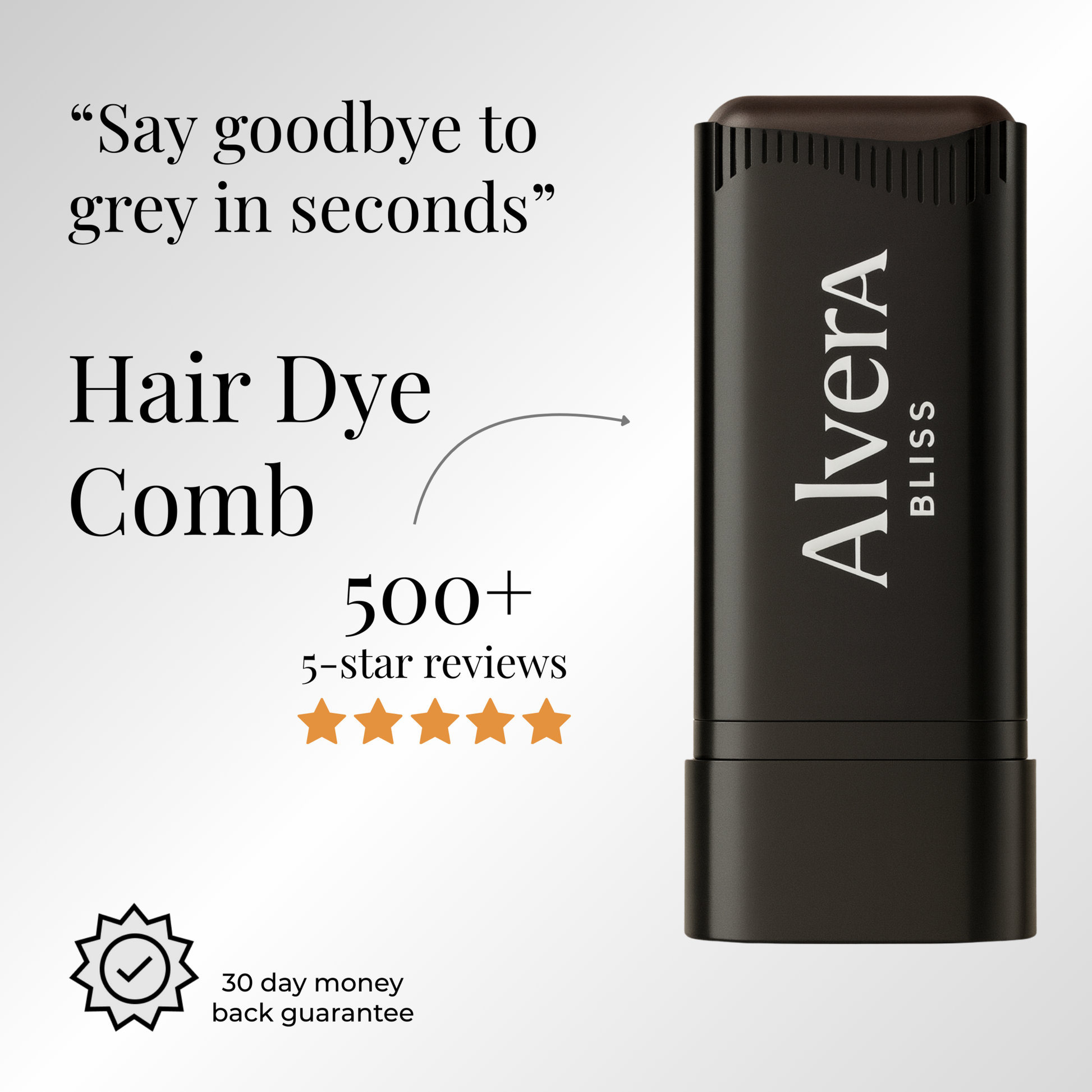 Hair dye comb with 'Alvera Bliss' branding on a light gray background